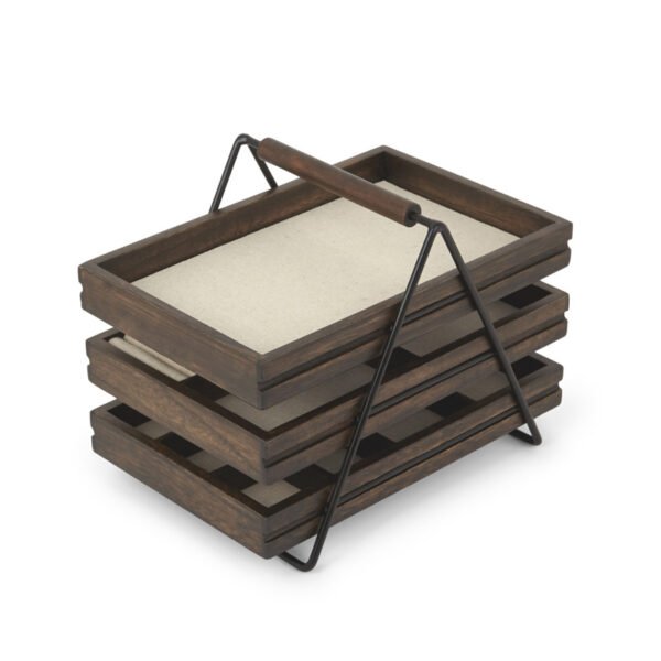 Wooden Earrings Ring Jewelry Storage Box Tray - Image 9