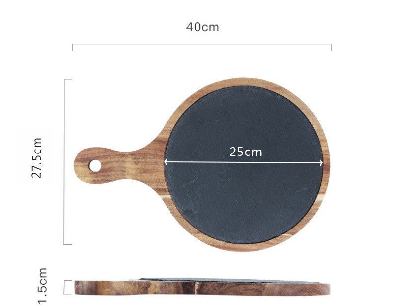 Premium Oval Acacia Wood Cheese Board with Slate Insert & Juice Groove 5 Premium Oval Acacia Wood Cheese Board with Slate Insert & Juice Groove - Image 5