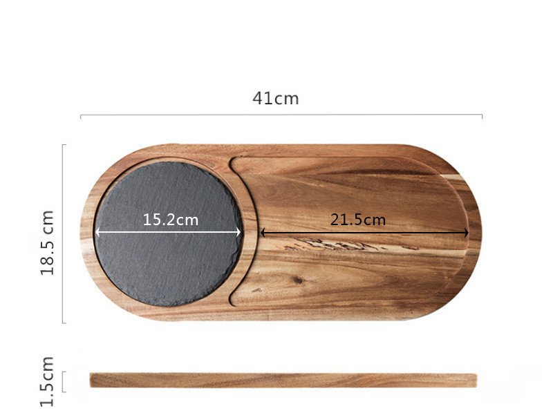 Premium Oval Acacia Wood Cheese Board with Slate Insert & Juice Groove 8 Premium Oval Acacia Wood Cheese Board with Slate Insert & Juice Groove - Image 8