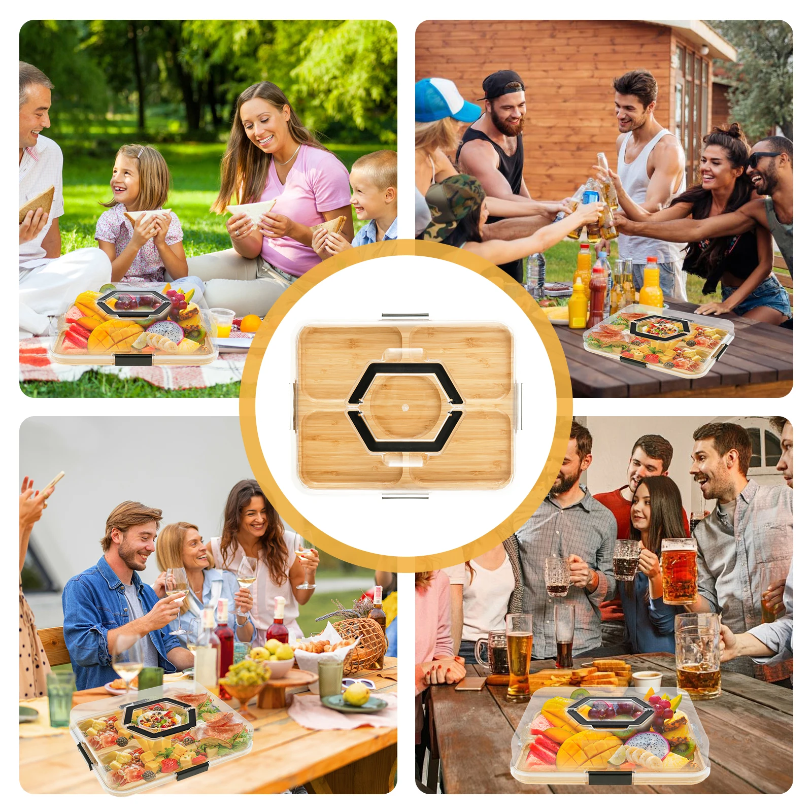 Bamboo Serving Tray with Clear PET Lid – Food Safe Storage & Serving Solution 6 Bamboo Serving Tray with Clear PET Lid – Food Safe Storage & Serving Solution - Image 6