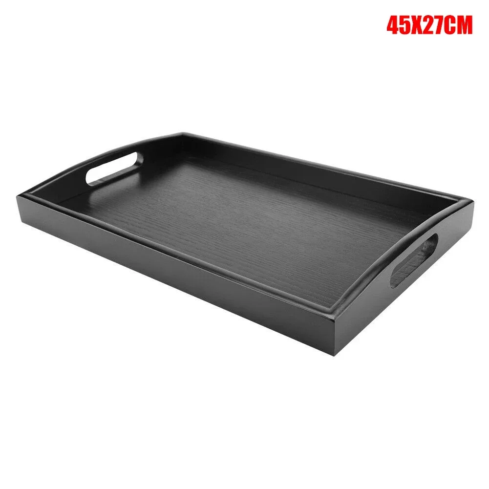 Large Black Wood Rectangle Serving Tray 8 Large Black Wood Rectangle Serving Tray - Image 8