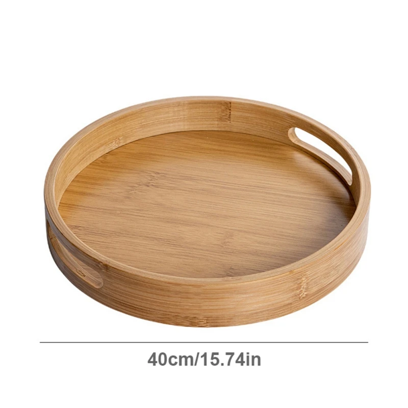 Wooden Round Serving Tray Decorative Bamboo Plate 9 Wooden Round Serving Tray Decorative Bamboo Plate - Image 9