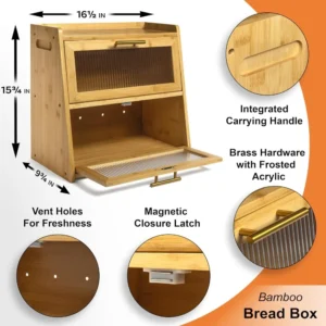 Bamboo Bread Box with Flip-Down Door