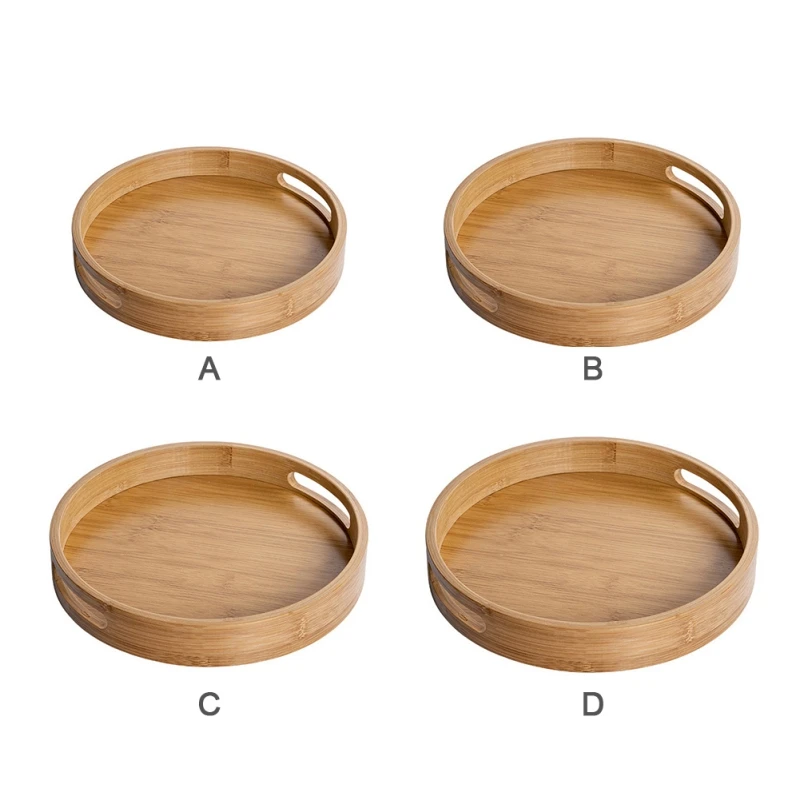 Wooden Round Serving Tray Decorative Bamboo Plate 11 Wooden Round Serving Tray Decorative Bamboo Plate - Image 11