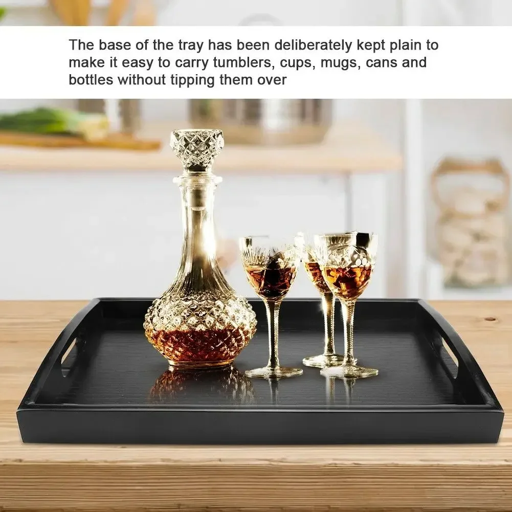 Large Black Wood Rectangle Serving Tray 3 Large Black Wood Rectangle Serving Tray - Image 3