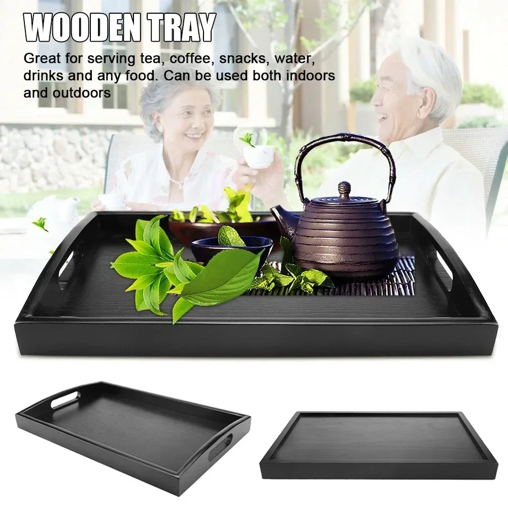Large Black Wood Rectangle Serving Tray 1 Large Black Wood Rectangle Serving Tray