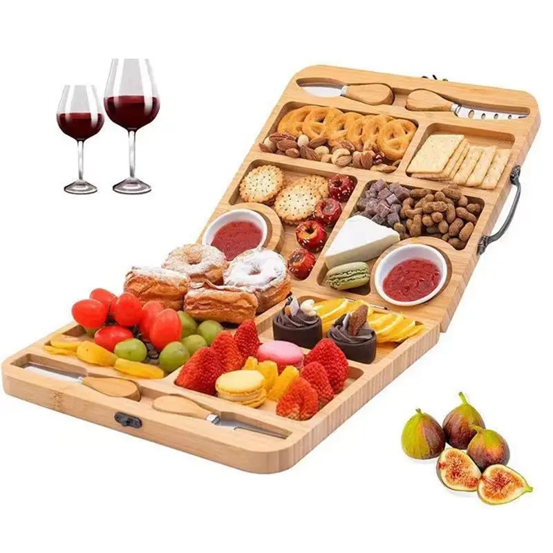 Foldable Bamboo Cheese Board & Charcuterie Set with Hidden Knife Storage 6 Foldable Bamboo Cheese Board & Charcuterie Set with Hidden Knife Storage - Image 6