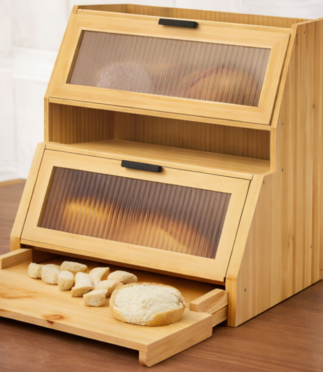 bamboo bread box for kitchen countertop