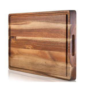 Premium Acacia Wood Cutting Board with Deep Juice Groove & Built-in Handles - Heavy Duty Butcher Block for Kitchen