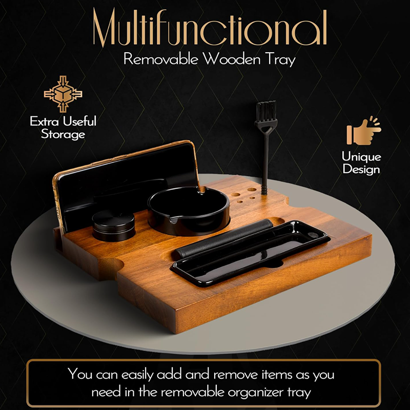 Acacia Wood Stash Box with Lock – Premium Wooden Storage Box with Removable Tray & Accessories 13 wooden stash box