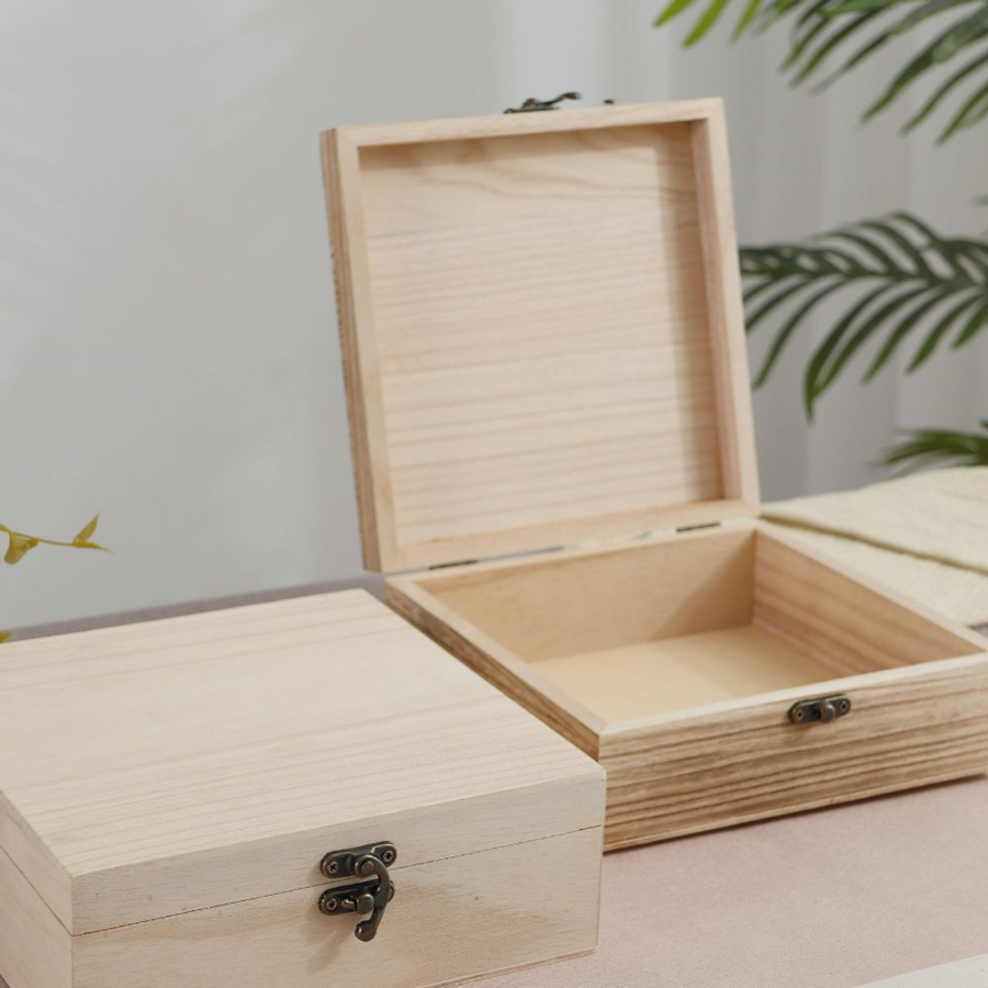 painted wooden storage box made from paulownia wood
