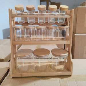 Bamboo Spice Rack with Oil Dispenser