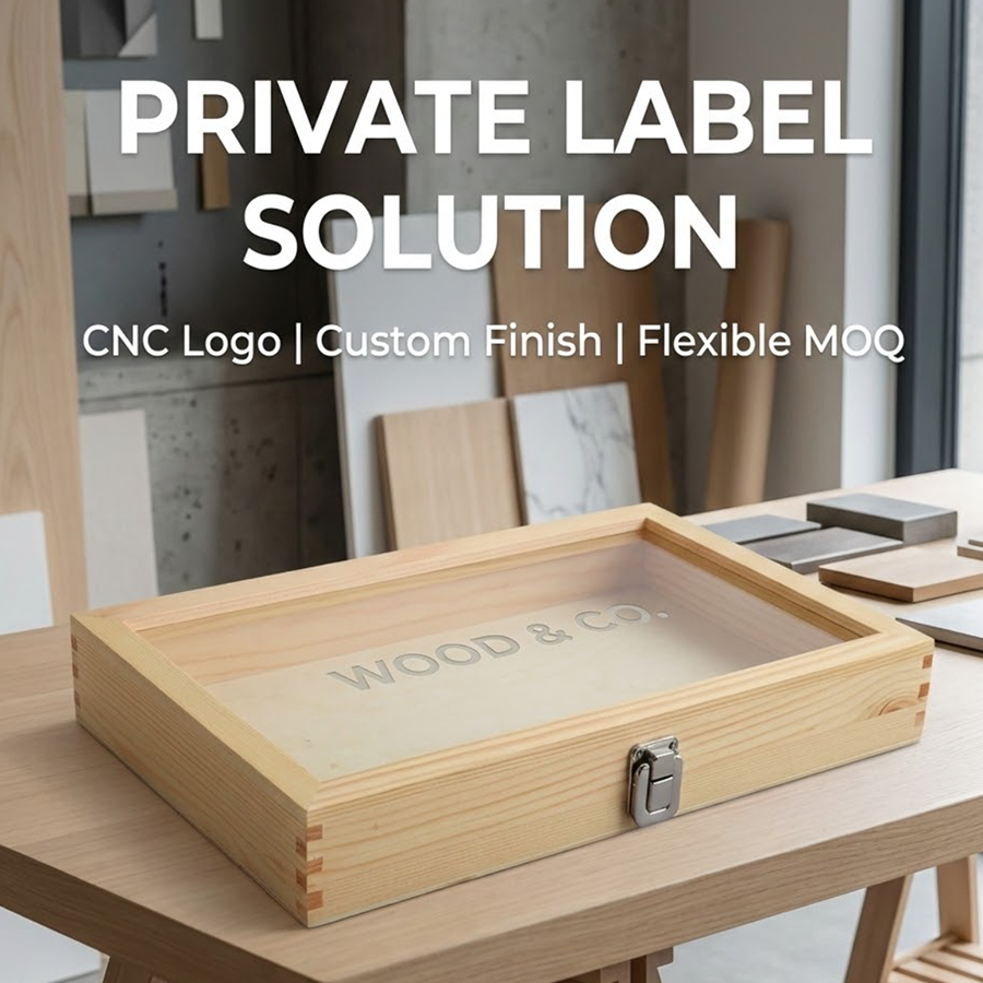 OEM Wooden Display Box Manufacturer | Custom Glass Lid Display Case for Private Label 2 FACTORY DIRECT SUPPLY box