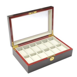 Home 27 Premium High-Gloss Wooden Watch Box Wholesale | Glass Top Display Case with Custom Logo