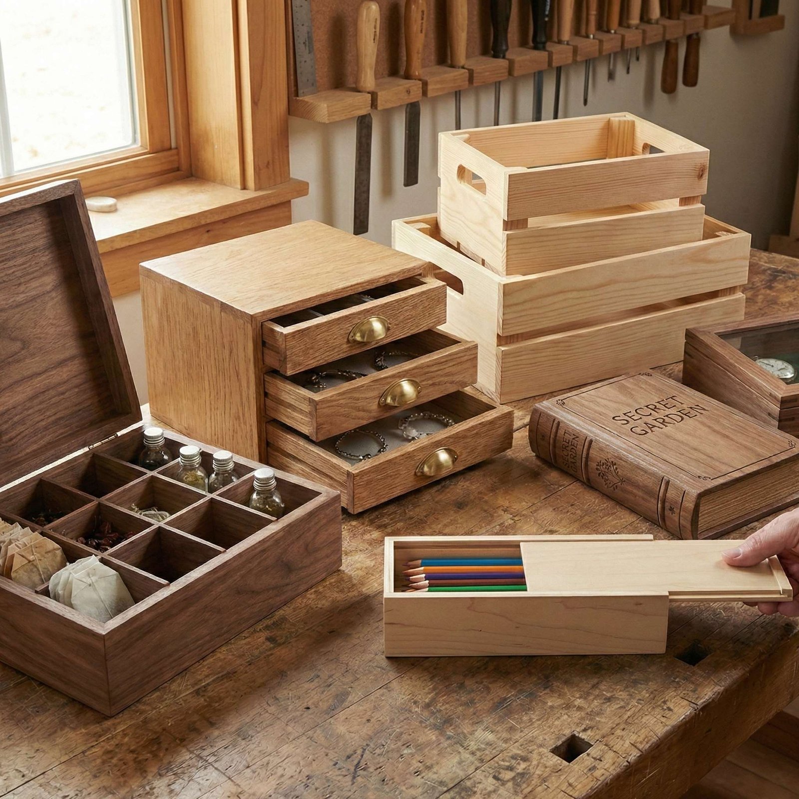 different wooden box styles
