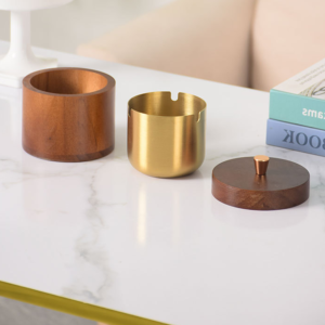 3 parts wooden ashtray with lid