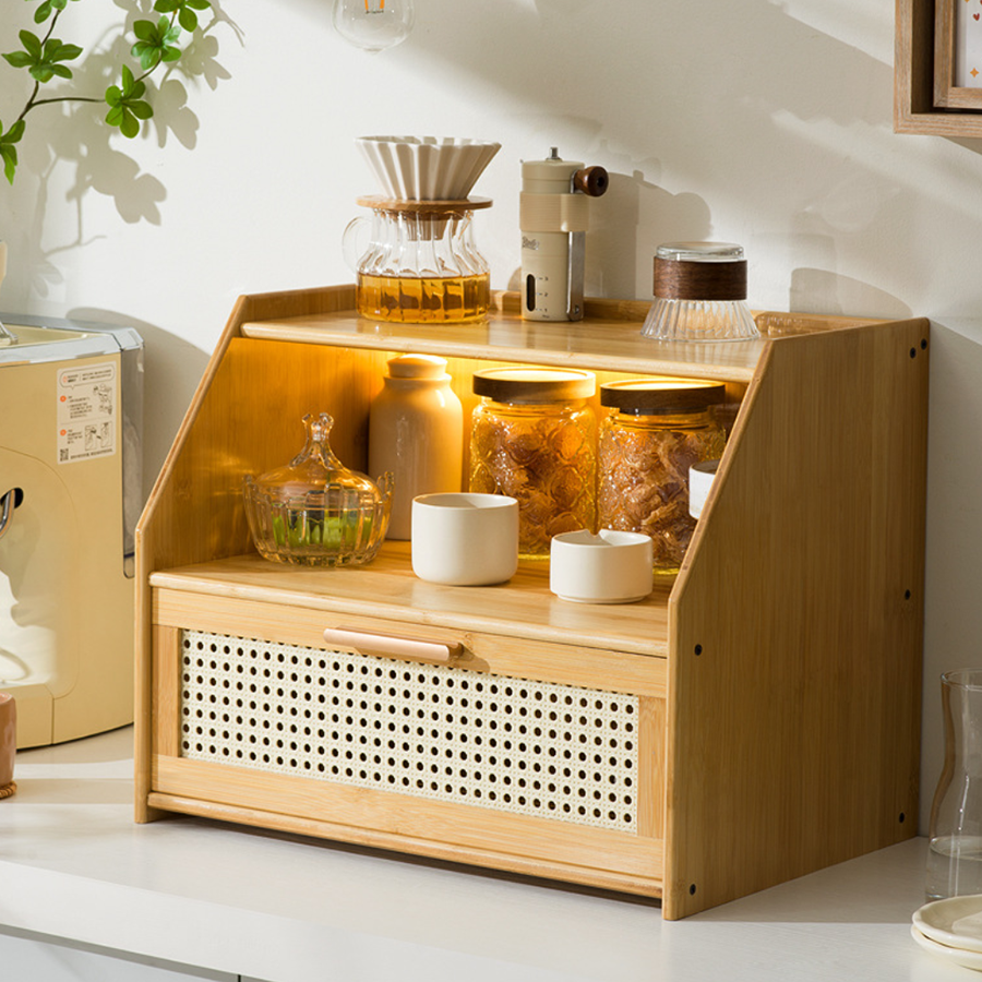 Custom Bamboo Countertop Organizer with Drawer 1 bamboo countertop organizer
