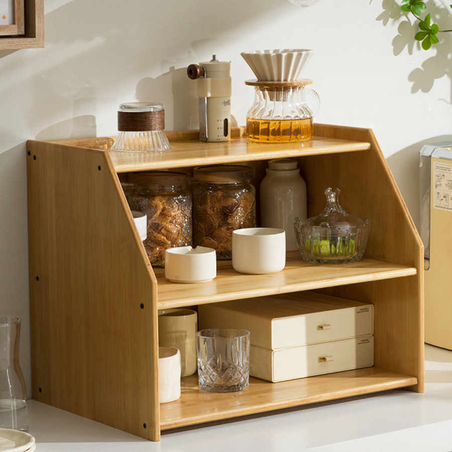 Custom Bamboo Countertop Organizer with Drawer 4 coffee station organizer with drawer
