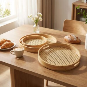 round bamboo tray