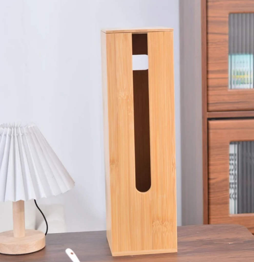 clean product image of bamboo toilet paper holder stand