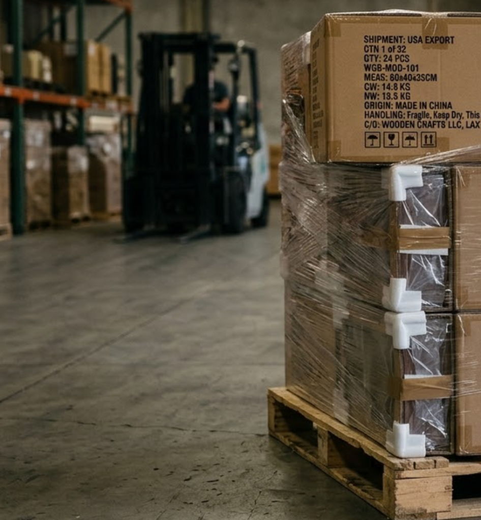 export packaging for wooden gift boxes with master cartons and protective materials