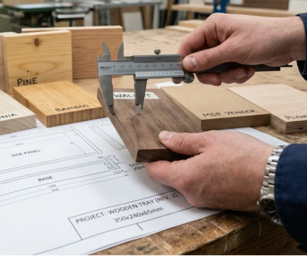 quality control line for hospitality wooden trays and boxes in OEM factory