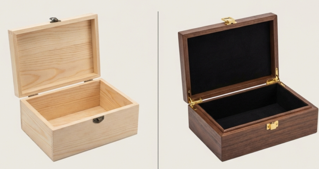 unfinished vs finished wooden boxes for wholesale buyers