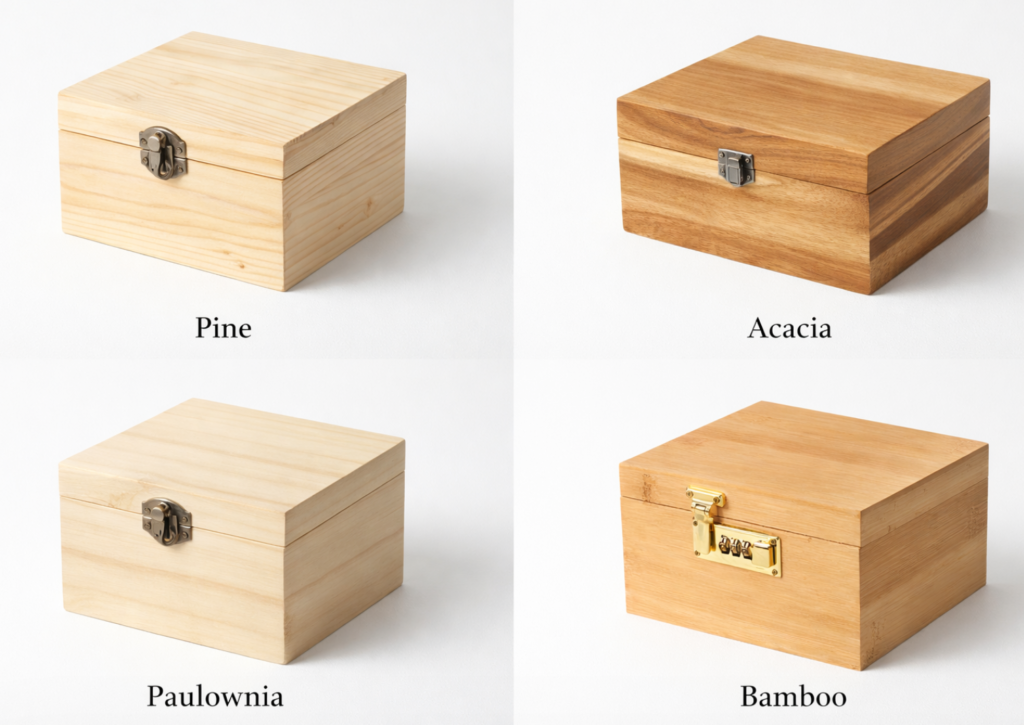 different material wooden box