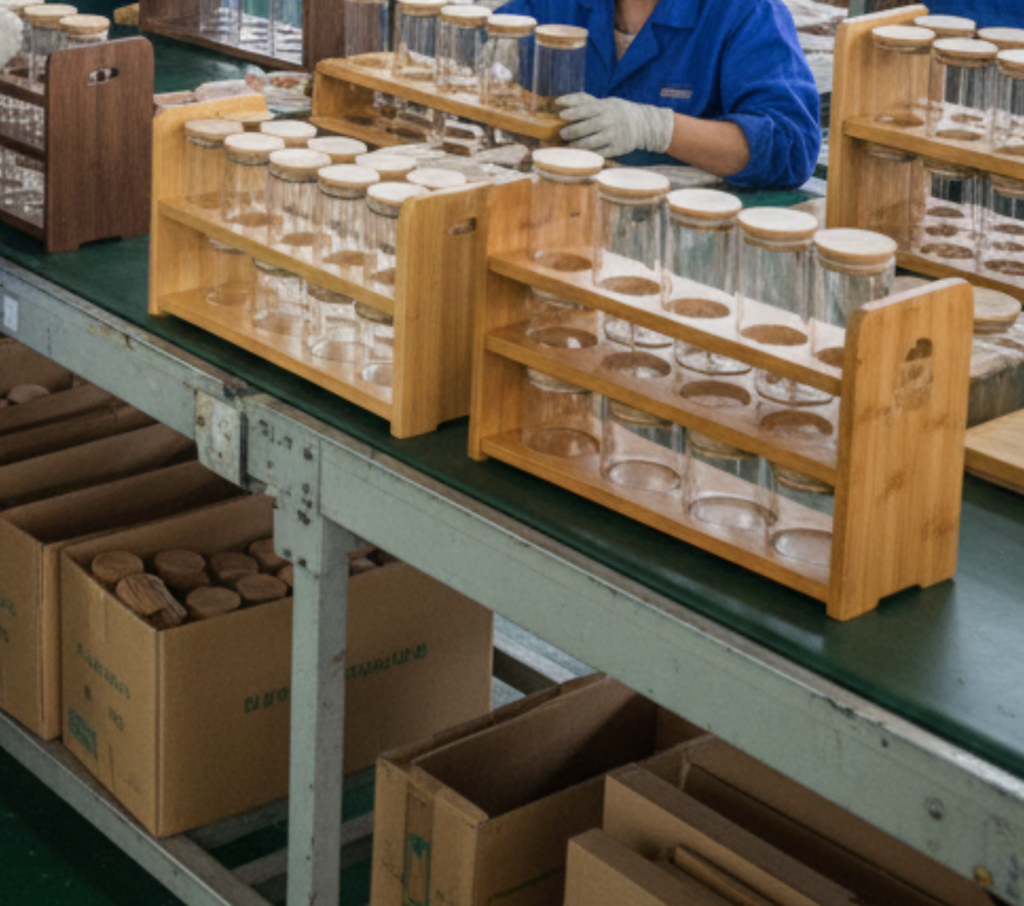 wooden spice rack manufacturer China factory quality control