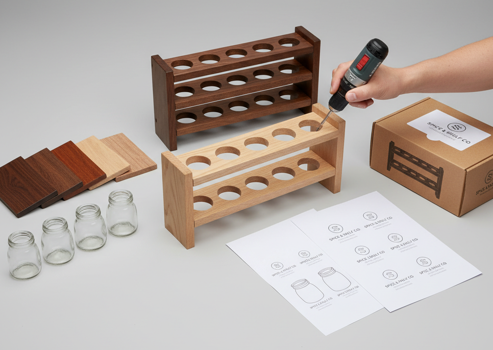 how to customize wooden spice rack for kitchen brands