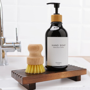 Waterproof Wooden Bathroom Counter Tray / Soap Dispenser Tray