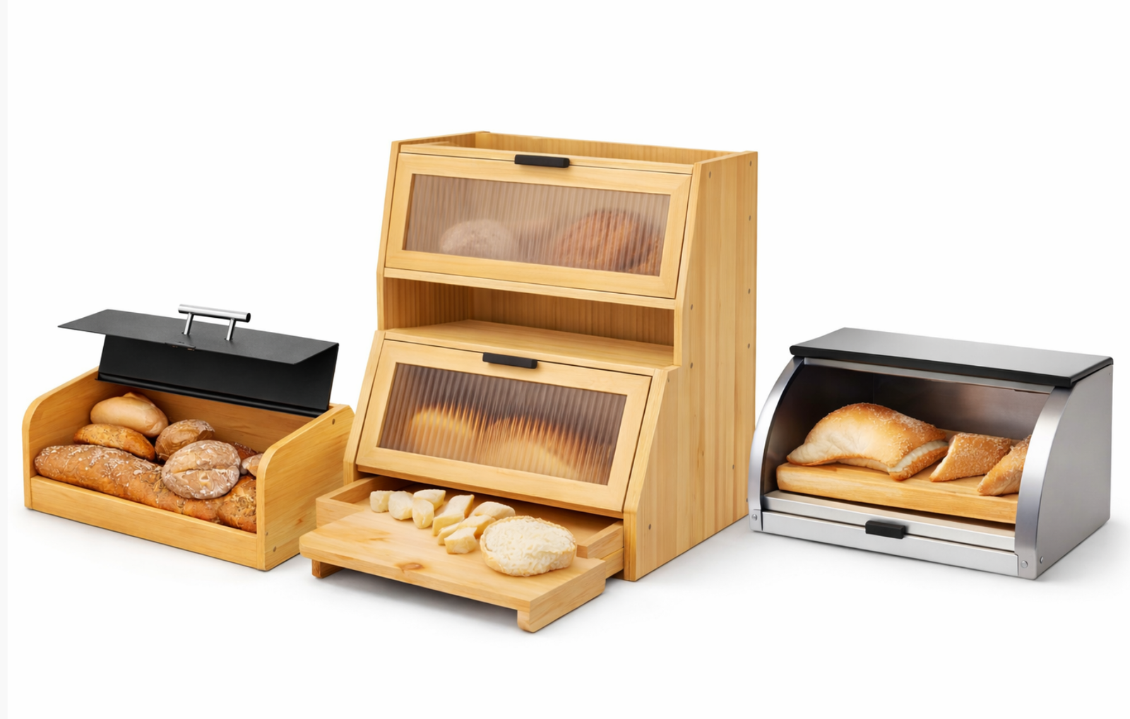bamboo vs wooden vs metal bread box